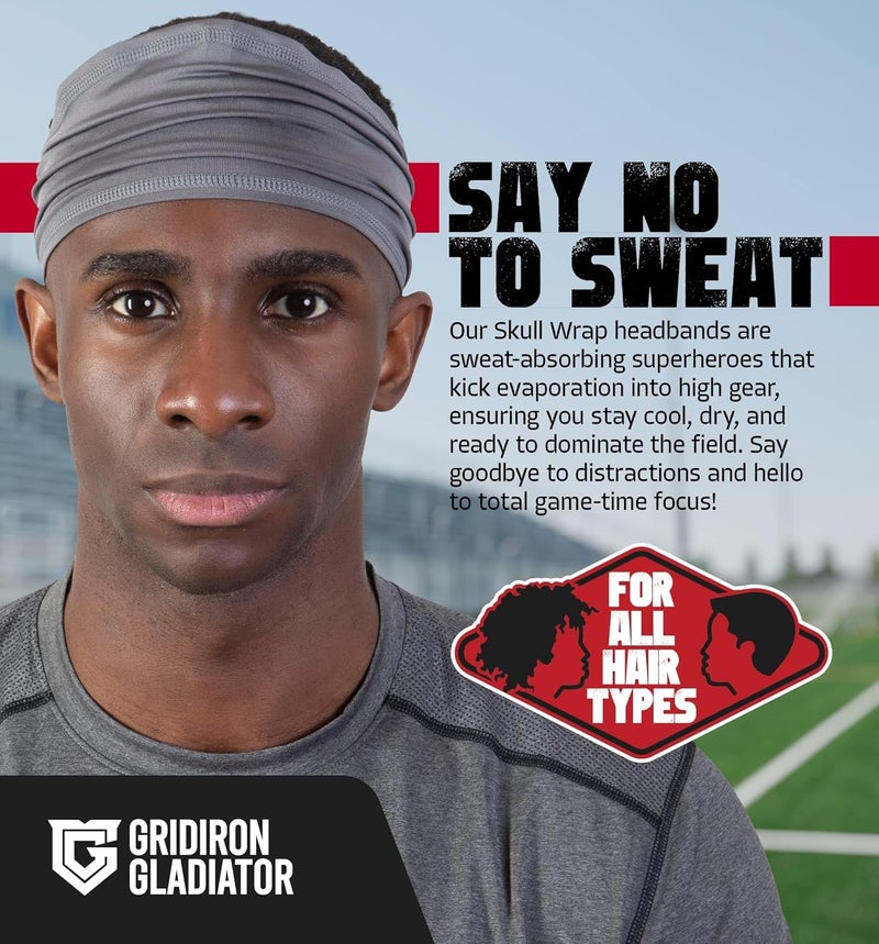 Gridiron Gladiator Football Bandana - Skull Headwrap, Sports Head Wrap for Men's Workout - Image 2